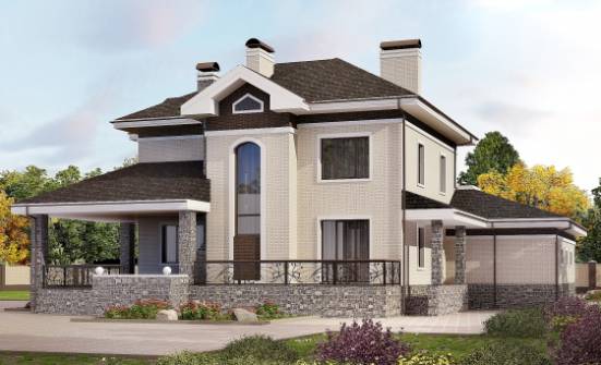365-001-Л Проект трехэтажного дома и гаражом, современный дом из кирпича Кемь | Проекты домов от House Expert