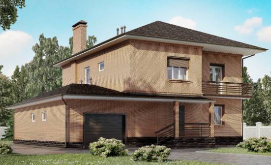 245-003-Л Проект двухэтажного дома и гаражом, уютный загородный дом из кирпича Костомукша | Проекты домов от House Expert