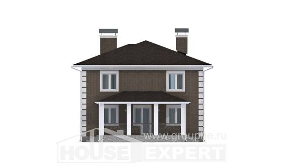 185-002-П Проект двухэтажного дома, простой коттедж из поризованных блоков Сегежа, House Expert