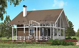 080-001-П Проект двухэтажного дома мансардой, доступный домик из бревен Костомукша, House Expert