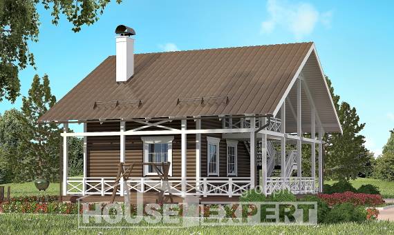 080-001-П Проект двухэтажного дома мансардой, доступный домик из бревен Костомукша, House Expert