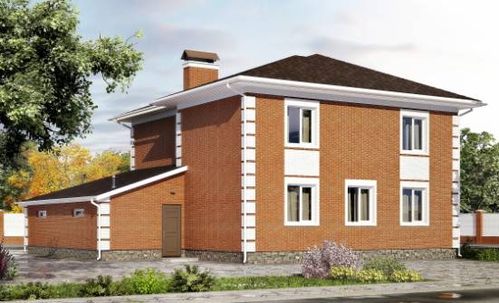 220-004-Л Проект двухэтажного дома и гаражом, классический дом из кирпича, Суоярви
