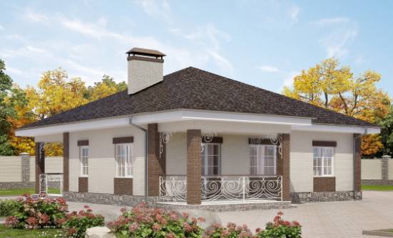 100-004-Л Проект одноэтажного дома, бюджетный загородный дом из пеноблока Петрозаводск | Проекты домов от House Expert