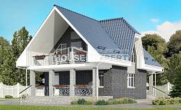 125-002-Л Проект двухэтажного дома с мансардным этажом, гараж, уютный домик из теплоблока Олонец, House Expert