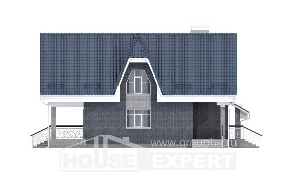 125-002-Л Проект двухэтажного дома с мансардным этажом и гаражом, недорогой домик из керамзитобетонных блоков Сегежа, House Expert