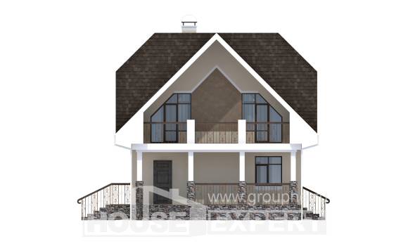 125-001-Л Проект двухэтажного дома мансардой, современный домик из теплоблока Лахденпохья, House Expert