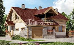165-002-П Проект двухэтажного дома мансардой, гараж, недорогой загородный дом из твинблока Сортавала, House Expert