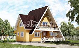 155-008-П Проект двухэтажного дома мансардой, красивый загородный дом из дерева, Олонец