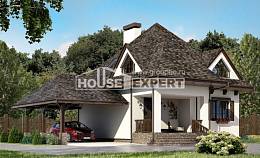 110-002-Л Проект двухэтажного дома мансардный этаж и гаражом, бюджетный загородный дом из бризолита Олонец, House Expert