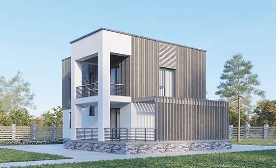 150-017-П Проект двухэтажного дома, современный коттедж из бризолита, Петрозаводск