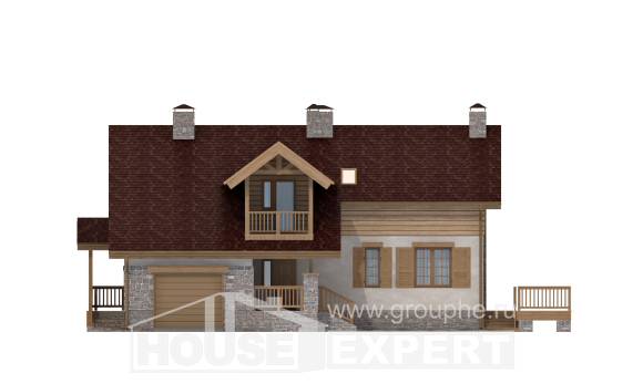 165-002-П Проект двухэтажного дома мансардой, гараж, скромный дом из керамзитобетонных блоков Костомукша, House Expert