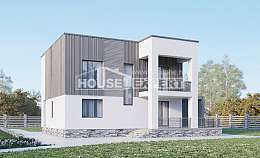 150-017-П Проект двухэтажного дома, простой коттедж из бризолита Питкяранта, House Expert