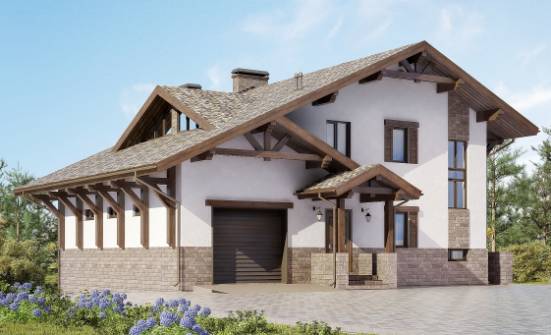 305-002-П Проект трехэтажного дома с мансардой и гаражом, современный дом из кирпича, Сегежа