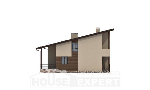 140-005-Л Проект двухэтажного дома с мансардным этажом, красивый дом из блока Сегежа, House Expert