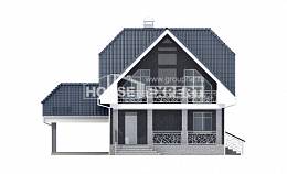 125-002-Л Проект двухэтажного дома мансардой, гараж, бюджетный загородный дом из поризованных блоков, Костомукша