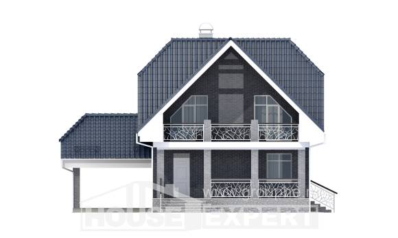 125-002-Л Проект двухэтажного дома с мансардным этажом, гараж, бюджетный загородный дом из газосиликатных блоков Кемь, House Expert