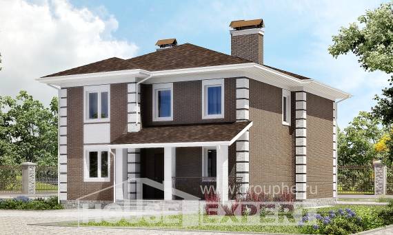 185-002-П Проект двухэтажного дома, красивый домик из бризолита Питкяранта, House Expert