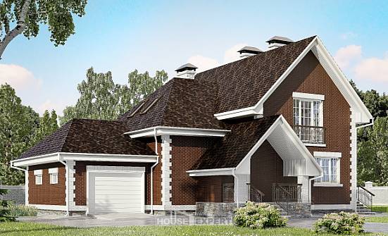 190-003-Л Проект двухэтажного дома мансардный этаж и гаражом, красивый дом из газосиликатных блоков, Суоярви