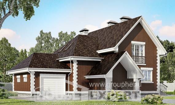 190-003-Л Проект двухэтажного дома мансардный этаж, гараж, уютный домик из поризованных блоков Кемь, House Expert