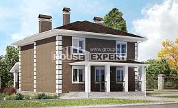 185-002-П Проект двухэтажного дома, красивый коттедж из бризолита Сортавала, House Expert