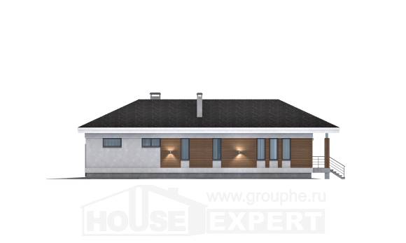 165-001-П Проект одноэтажного дома, гараж, простой коттедж из арболита Суоярви, House Expert