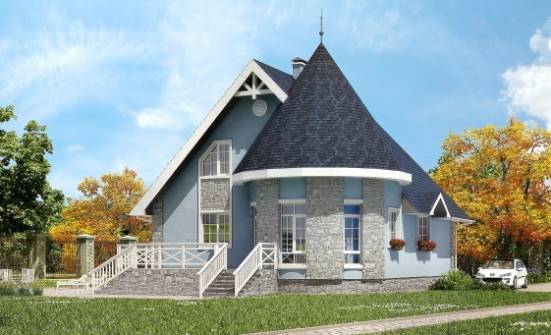 170-003-П Проект двухэтажного дома с мансардой, бюджетный загородный дом из керамзитобетонных блоков, Кондопога