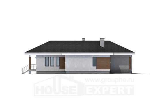 165-001-П Проект одноэтажного дома и гаражом, экономичный дом из твинблока Кемь, House Expert