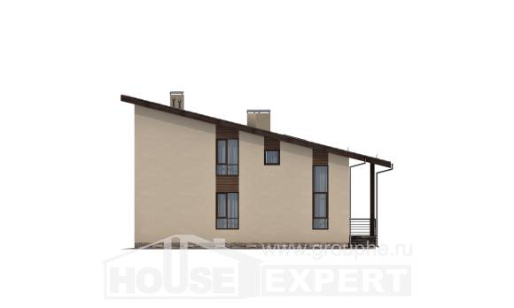 140-005-Л Проект двухэтажного дома с мансардой, компактный дом из газосиликатных блоков, Кондопога