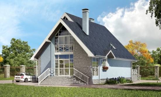 170-003-П Проект двухэтажного дома с мансардой, бюджетный загородный дом из керамзитобетонных блоков, Кондопога