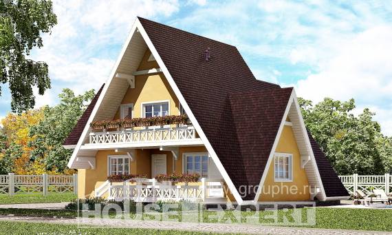 155-008-П Проект двухэтажного дома мансардный этаж, компактный домик из дерева Суоярви, House Expert