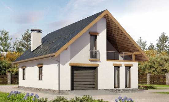 185-005-П Проект двухэтажного дома мансардой и гаражом, средний дом из бризолита Сегежа | Проекты домов от House Expert