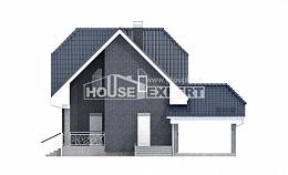 125-002-Л Проект двухэтажного дома мансардный этаж и гаражом, бюджетный домик из блока, Кондопога