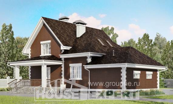 190-003-Л Проект двухэтажного дома мансардой и гаражом, простой домик из поризованных блоков, Петрозаводск