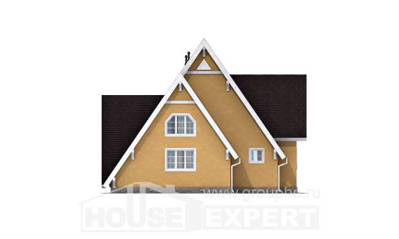 155-008-П Проект двухэтажного дома с мансардой, бюджетный дом из бревен, Лахденпохья