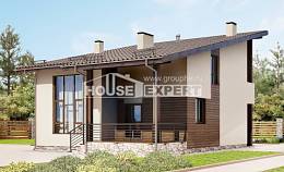 140-005-Л Проект двухэтажного дома мансардой, уютный загородный дом из газобетона Сегежа, House Expert