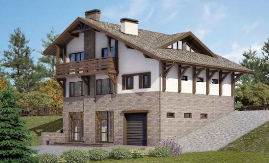 305-002-П Проект трехэтажного дома с мансардой и гаражом, современный дом из кирпича, Сегежа