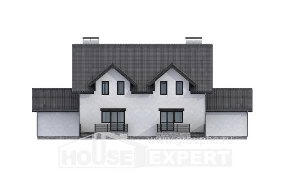290-003-П Проект двухэтажного дома с мансардой, просторный коттедж из теплоблока Суоярви, House Expert