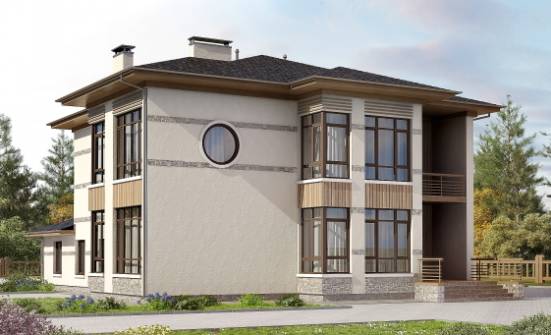 345-001-П Проект двухэтажного дома, красивый коттедж из бризолита, Кемь