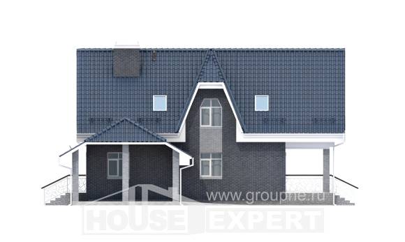 125-002-Л Проект двухэтажного дома мансардой и гаражом, доступный коттедж из арболита Костомукша, House Expert