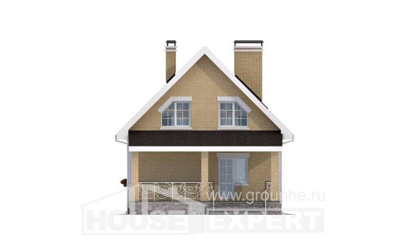 130-004-П Проект двухэтажного дома с мансардным этажом, небольшой коттедж из газобетона Суоярви, House Expert