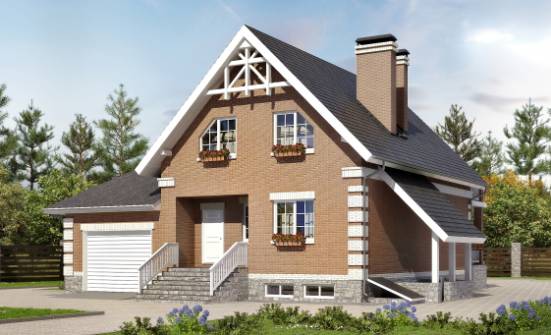 200-009-Л Проект трехэтажного дома с мансардой, гараж, современный домик из теплоблока Суоярви | Проекты домов от House Expert