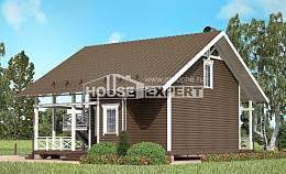 080-001-П Проект двухэтажного дома с мансардой, экономичный дом из бревен Сортавала, House Expert