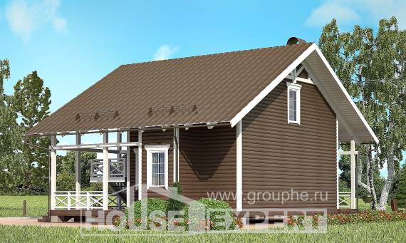 080-001-П Проект двухэтажного дома с мансардой, экономичный дом из бревен Сортавала, House Expert