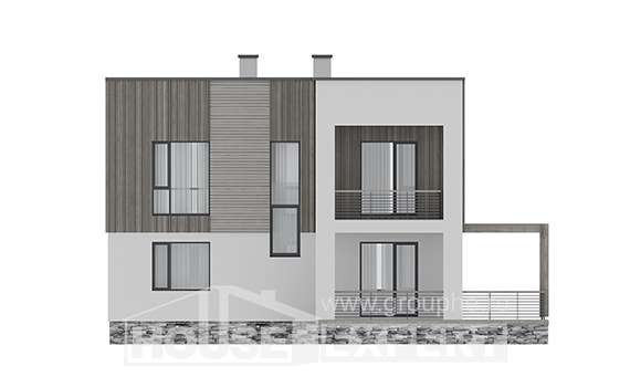 150-017-П Проект двухэтажного дома, бюджетный загородный дом из блока Сортавала, House Expert