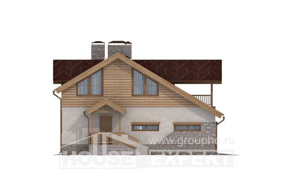 165-002-П Проект двухэтажного дома мансардой, гараж, современный коттедж из бризолита Питкяранта, House Expert