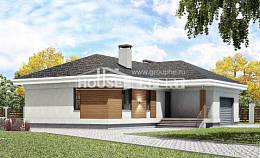 165-001-П Проект одноэтажного дома и гаражом, классический коттедж из теплоблока Сегежа, House Expert