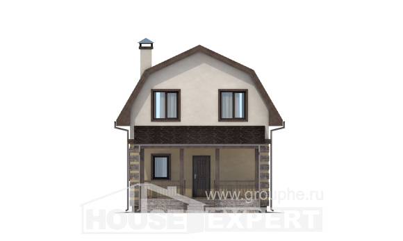 070-004-П Проект двухэтажного дома с мансардой, эконом дом из пеноблока, Костомукша