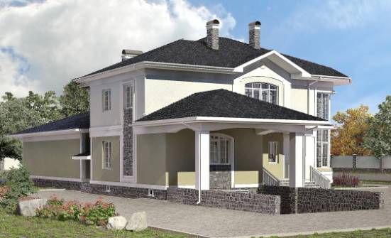 620-001-Л Проект трехэтажного дома и гаражом, уютный коттедж из газобетона Лахденпохья | Проекты домов от House Expert