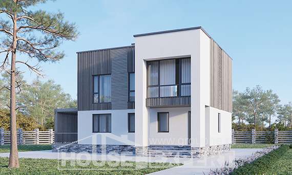 150-017-П Проект двухэтажного дома, простой коттедж из поризованных блоков Кемь, House Expert