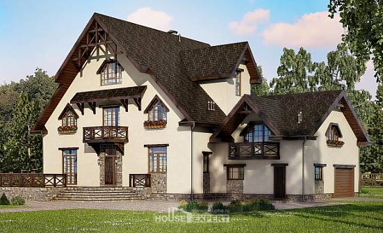 435-002-П Проект трехэтажного дома с мансардным этажом, гараж, классический загородный дом из арболита, Сегежа